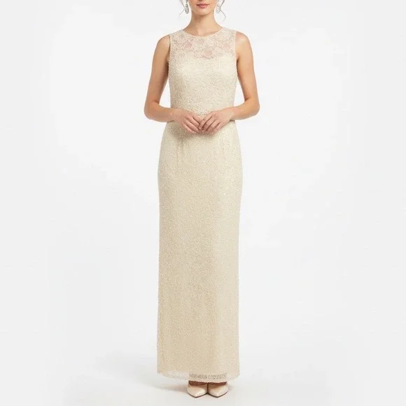 Sean Collection | Dresses | Sean Collection Beaded Sequin Embellished Maxi  Dress Formal Gown Ivory Size L | Poshmark